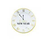 Piatto Carta "Happy New Year" Clock White , cm 23 pz8 a cf.