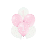 Palloncini in Lattice "Buon 1 compleanno" Rosa 12" cm30 pz24