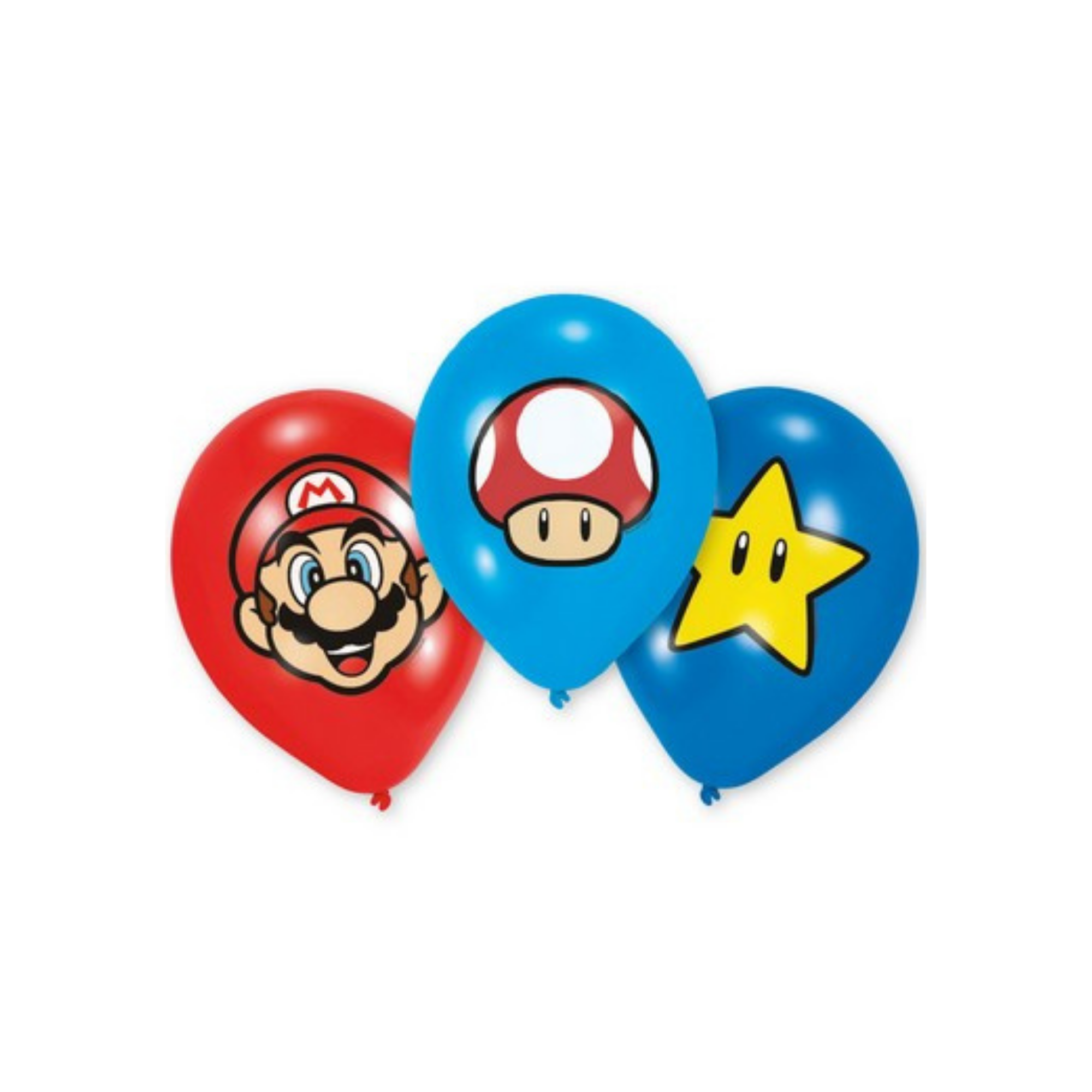 Super Mario 11"/28cm latex balloons with 4-color print, 6 pcs