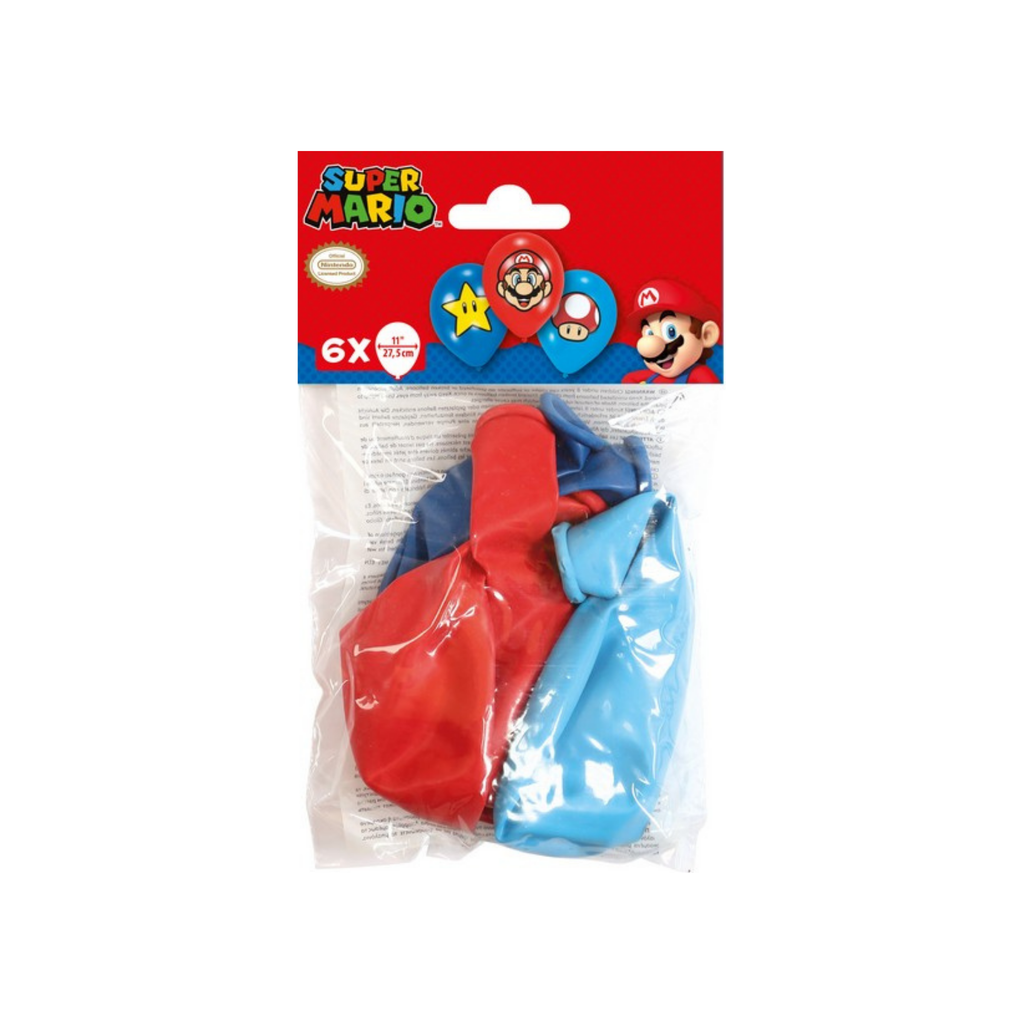 Super Mario 11"/28cm latex balloons with 4-color print, 6 pcs
