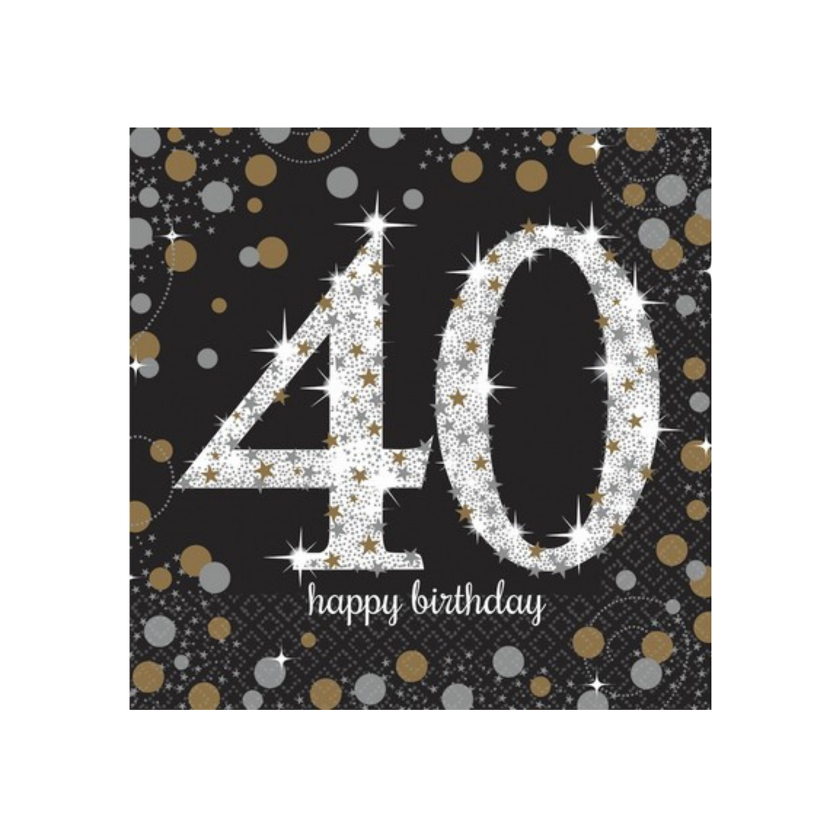 Tovagliolo Happy Birthday Sparkling Celebrations 40 anni cm33x33 pz16