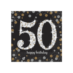 Napkin "Happy Birthday" Sparkling Celebrations 50 years cm33x33 pcs 16