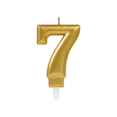 Candle number Seven Gold metallic cm9 pcs1