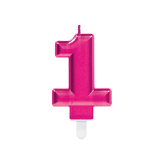 Number One Candle Magenta Metallic cm9 pcs1