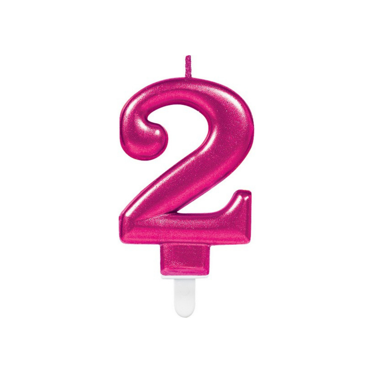 Candle number Two Magenta metallic cm9 pcs1