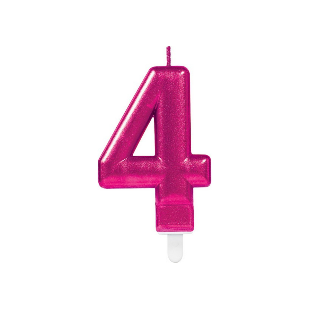 Candle Number Four Magenta Metallic 9cm 1pcs