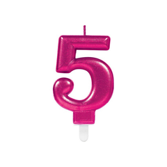 Candle Number Five Magenta Metallic 9cm 1pcs