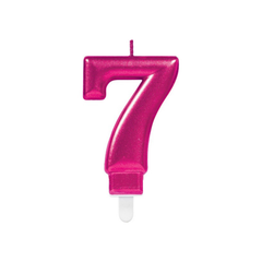 Candle number Seven Magenta metallic cm9 pcs1