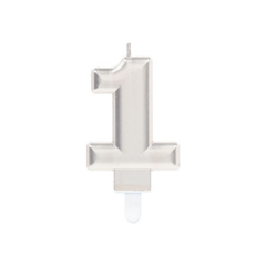 Number One Candle Metallic Silver cm9 pcs1