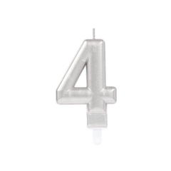 Number Four Candle Metallic Silver cm9 pcs1