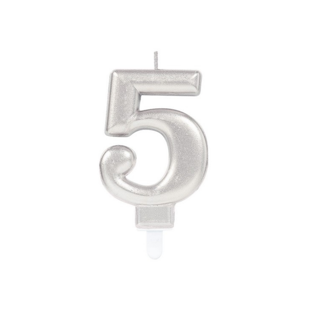 Candle Number Five Metallic Silver cm9 pcs1