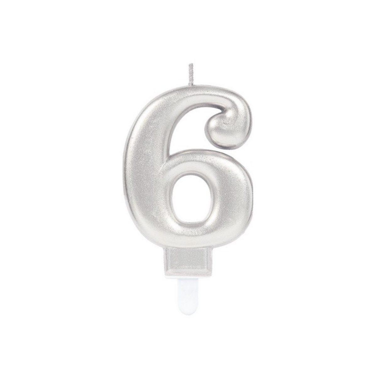 Candle Number Six Metallic Silver cm9 pcs1