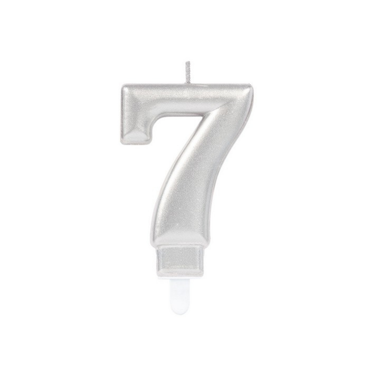 Candle number Seven Metallic silver cm9 pcs1