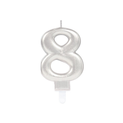 Candle Number Eight Metallic Silver cm9 pcs1