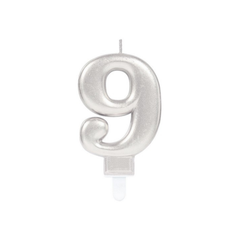 Candle number Nine Metallic silver cm9 pcs1