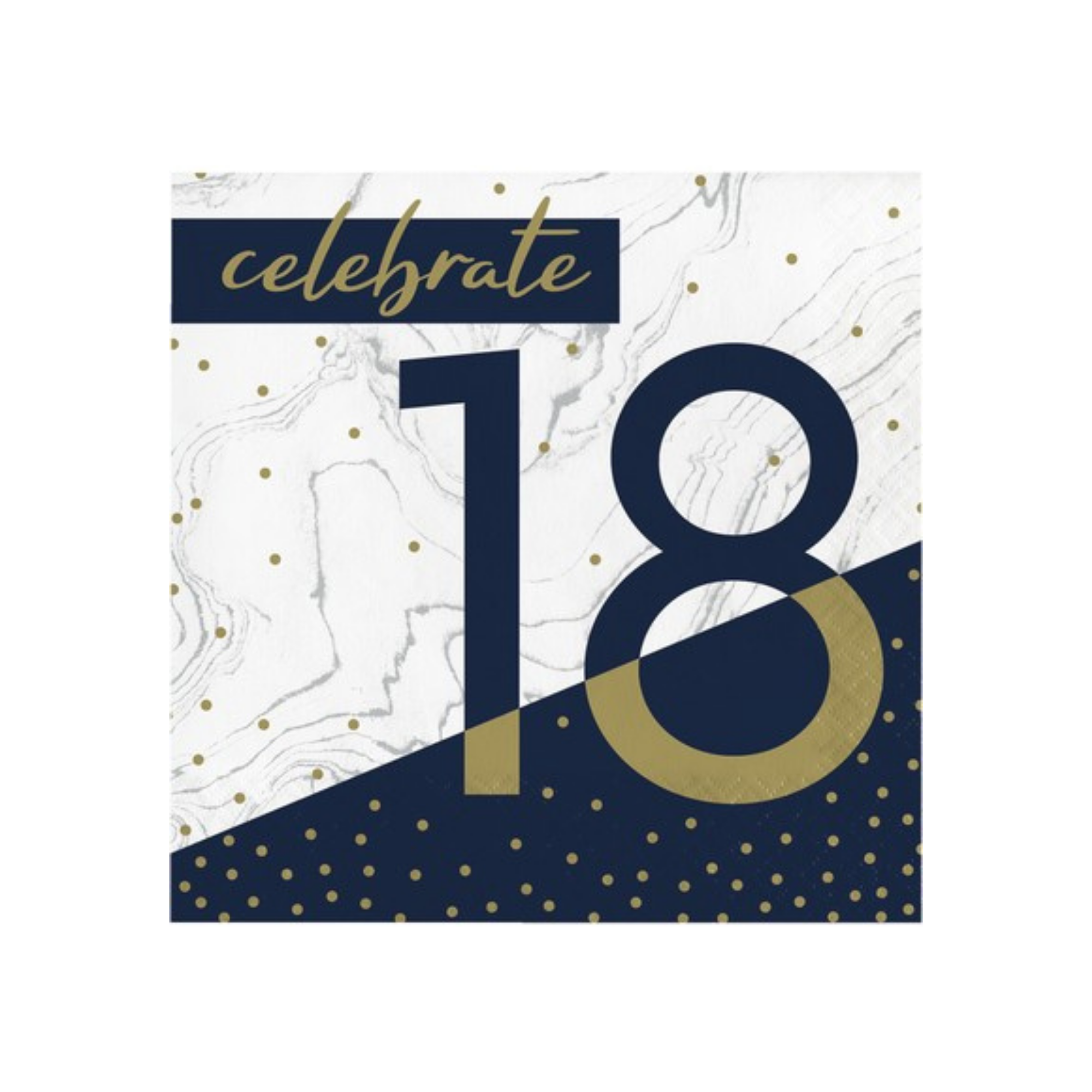 Tovagliolo Numero 18 cm33x33  Blue Navy and Gold pz 16