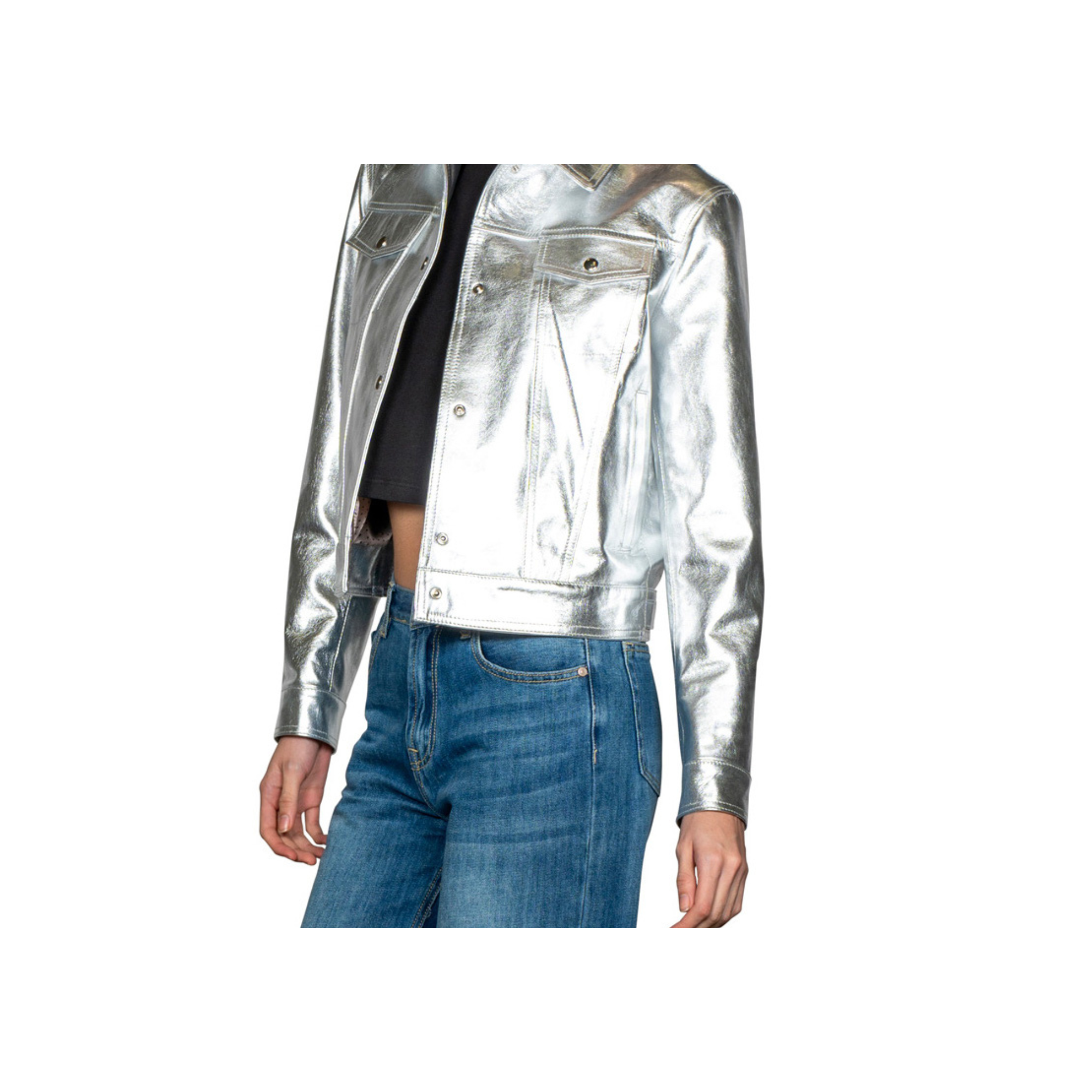 Giacca  Donna 80’s Style Laminata Argento – Collezione Corium Vibes
