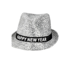 Cappello Stoffa "Happy New Year"  Sparkling Argento pz1 a cf.