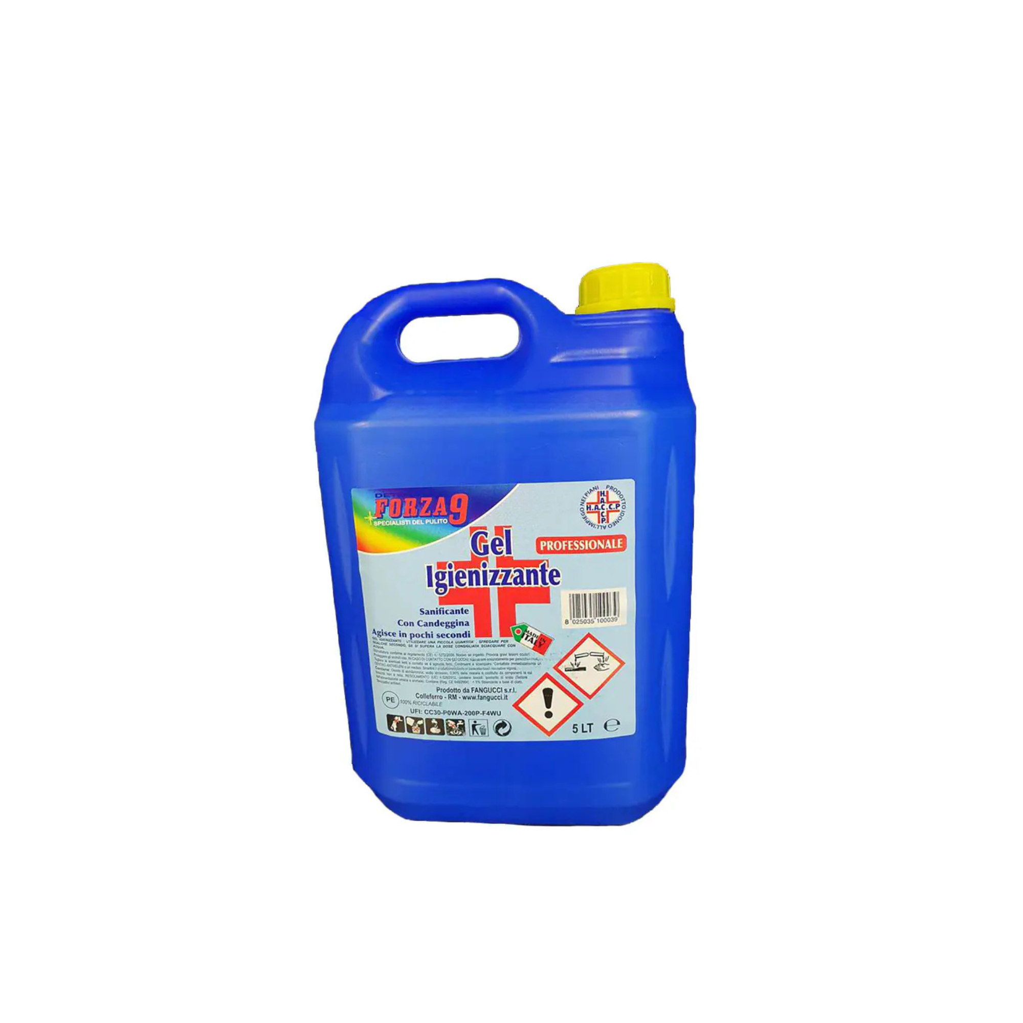 Gel Igienizzante Forza 9 scudo 360° con candeggina blu' 5 lt (ipoclorito) Pz1 a Cf.