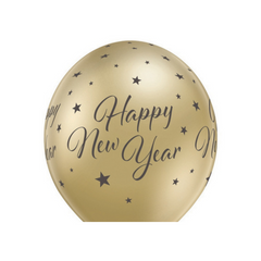 Pallone Lattice "Happy New Year" Oro/Argento,  12" - 30 cm  pz6 a cf.