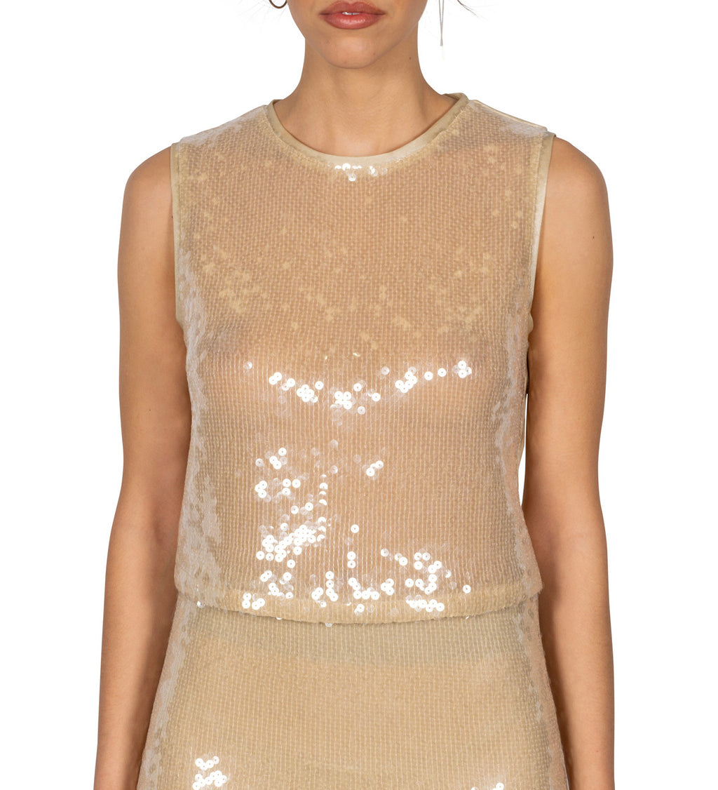 L. Top Donna Paillettes Nude o Orange Collezione Efi d’Angio’