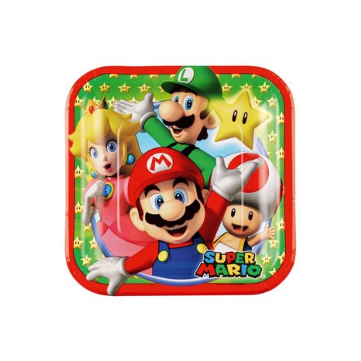 Piatto Carta Quadrato Dessert Super Mario cm18 pz8