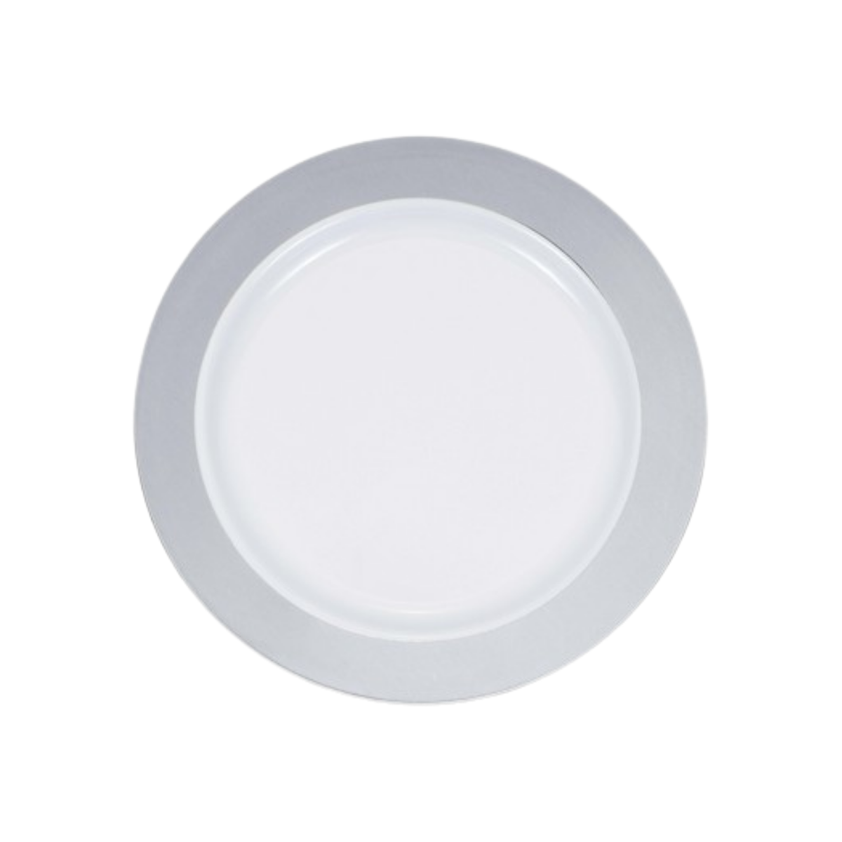 Reusable White Plastic Plate Silver Edge 23cm 10 pcs