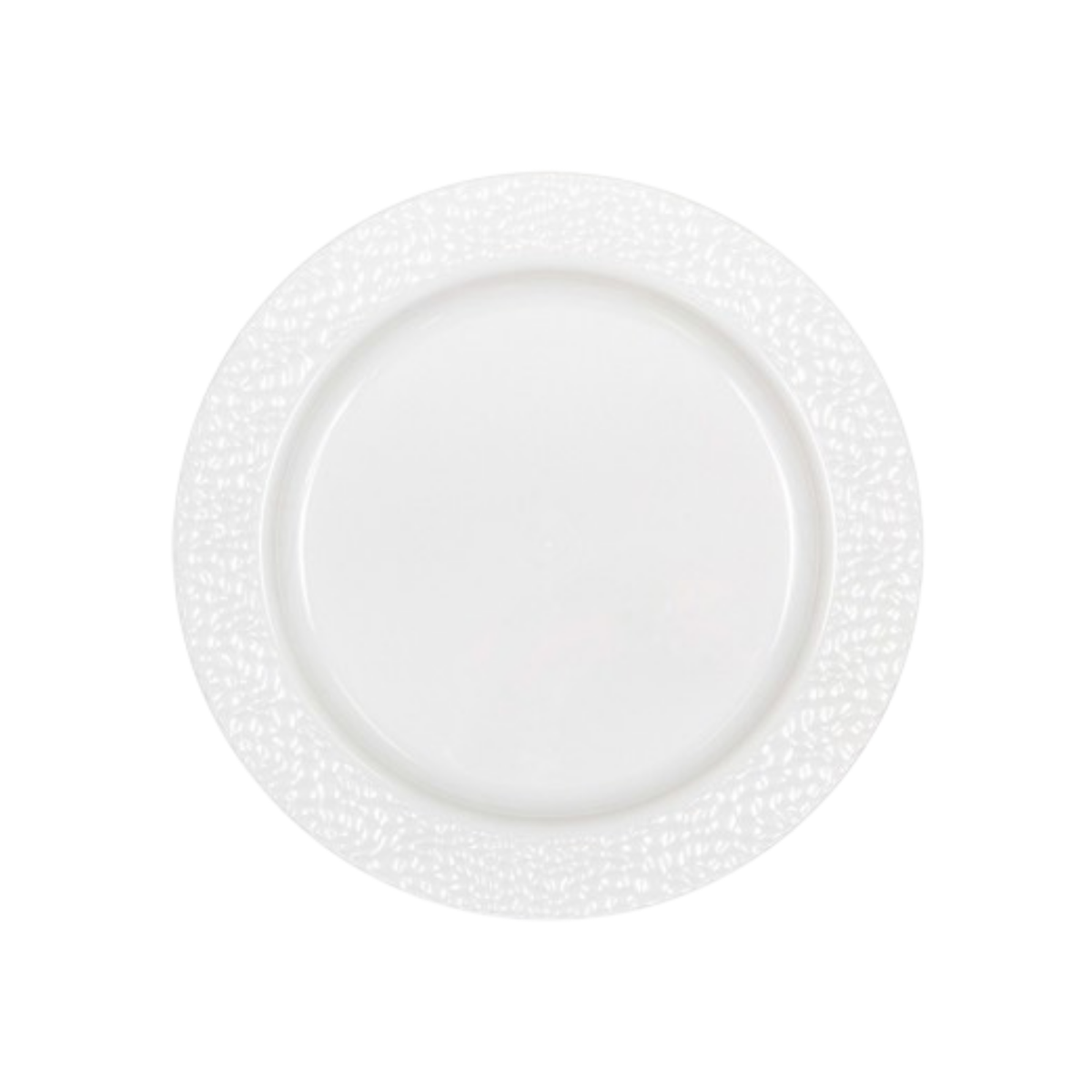 Reusable Plastic Plate, White Embossed Edge 23cm 10 pcs