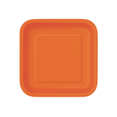 Square Paper Plate Plain Orange cm23 pcs14