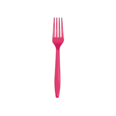 Plastic Fork Solid Color Fuchsia cm18 pcs24