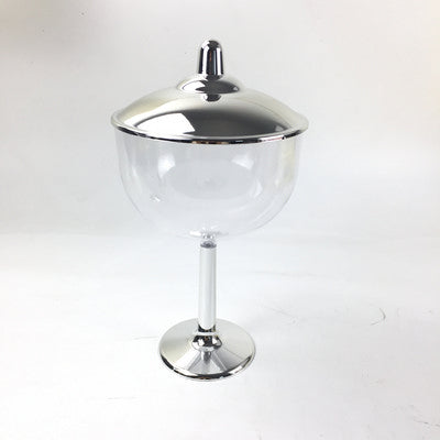 Sima ezüst műanyag fedél cukrozott mandulatartókhoz és serlegekhez, 1 db