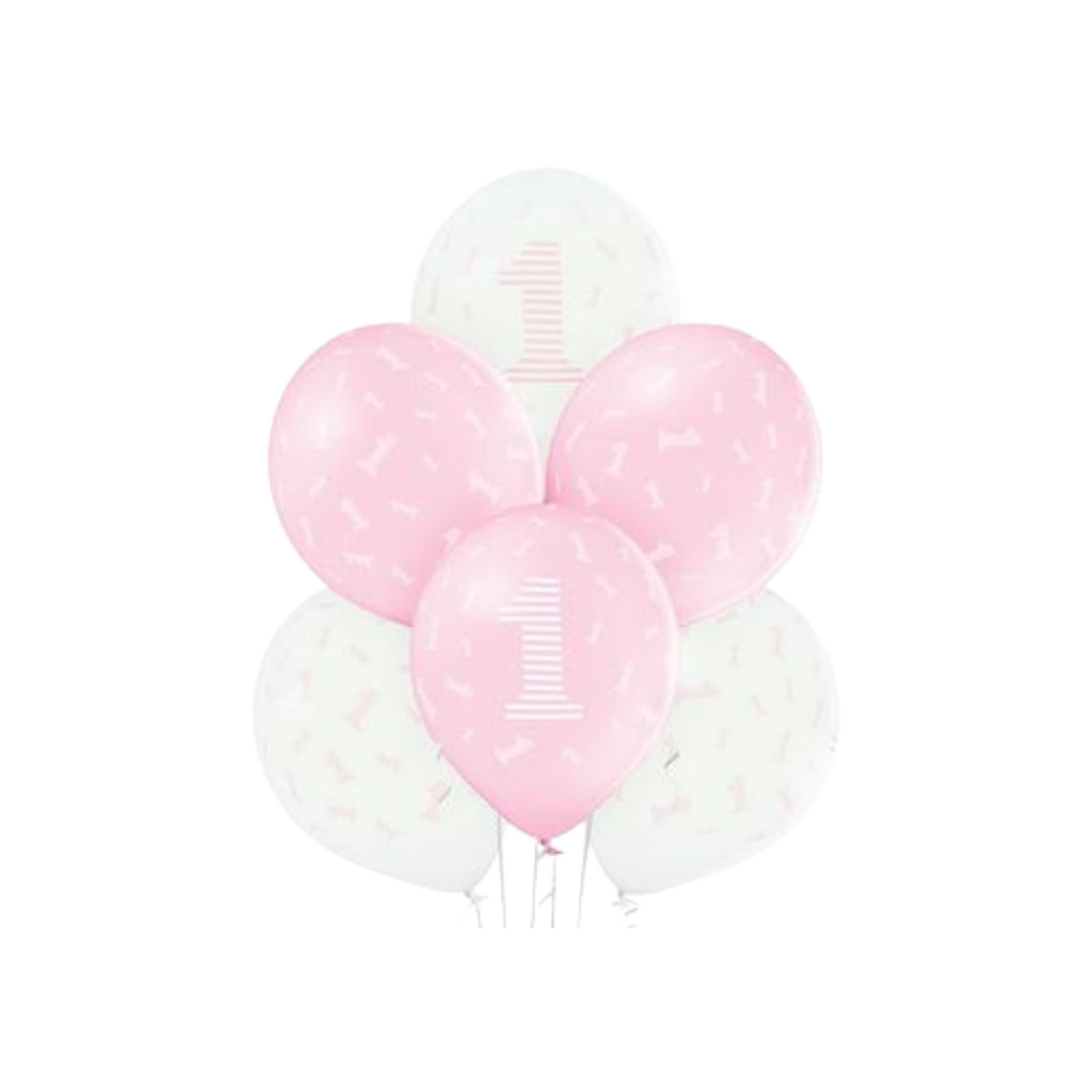 Latex lufi "Boldog 1. Születésnapot" Pink 12" cm30 db 24