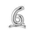 Self Standing Foil Balloon Number "6" Silver 40cm pcs1
