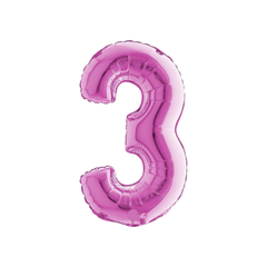 Pallone  Foil Numero "3" Fucsia 14" - 36cm pz1