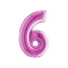 Pallone  Foil Numero "6" Fucsia 14" - 36cm pz1