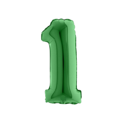 Pallone Foil Numero "1" Verde 14" - 36cm pz1