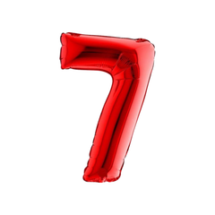 Pallone Foil Numero "7" Rosso 14"- 36cm pz1