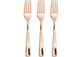 Reusable Plastic Fork Rose Gold Metallic 24pcs