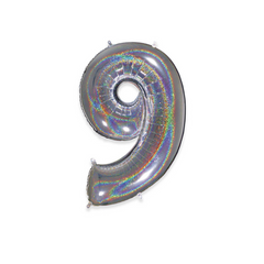 Foil Balloon Number "9" Silver 40"- 102cm pcs1