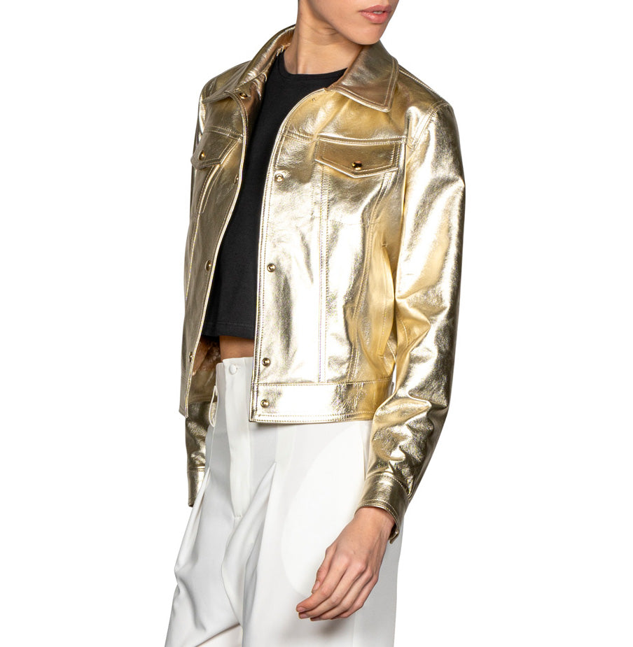 Giacca  Donna 80’s Style Laminata Oro – Collezione Corium Vibes