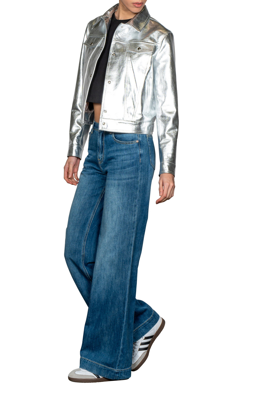 Giacca  Donna 80’s Style Laminata Argento – Collezione Corium Vibes