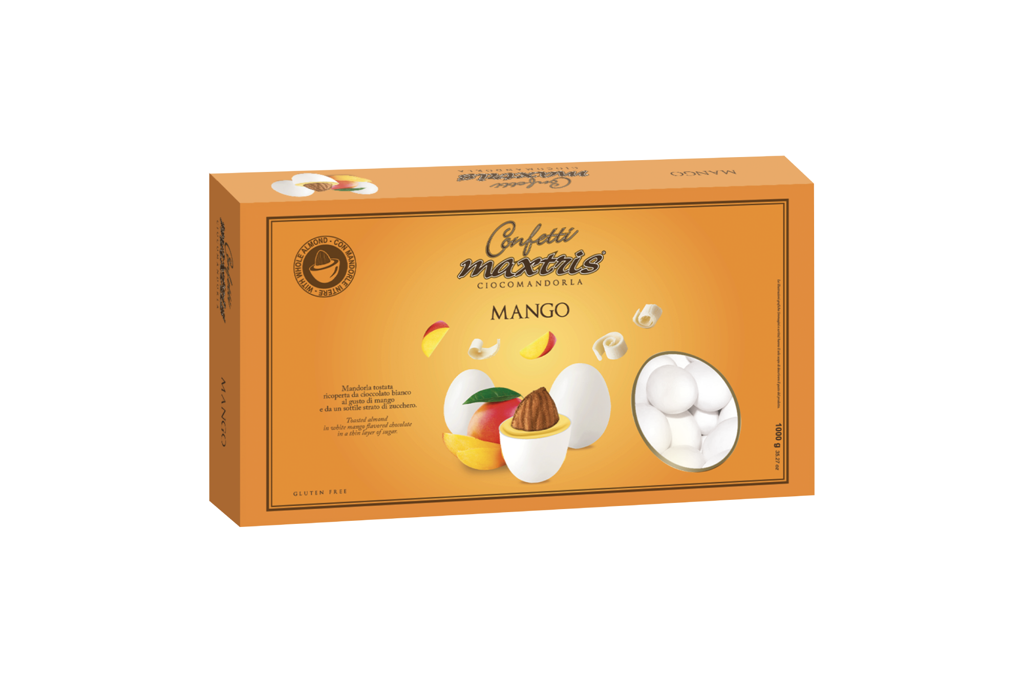 Maxtris Ciocomandorla Mango Flavor dragees cf 1kg gluten free