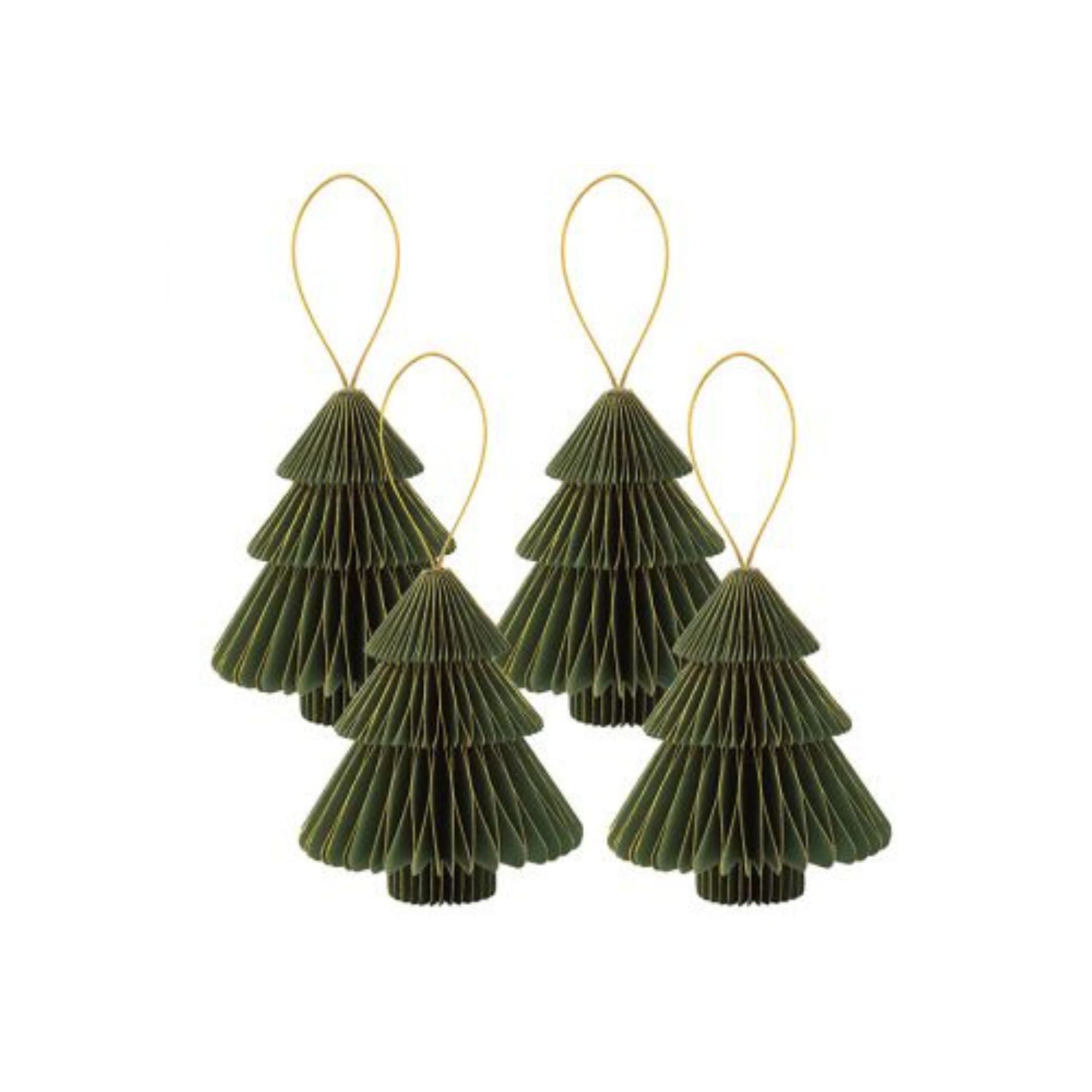 Albero Carta Natale Verdone con Profilo Oro H. cm10  pz4 a confezione