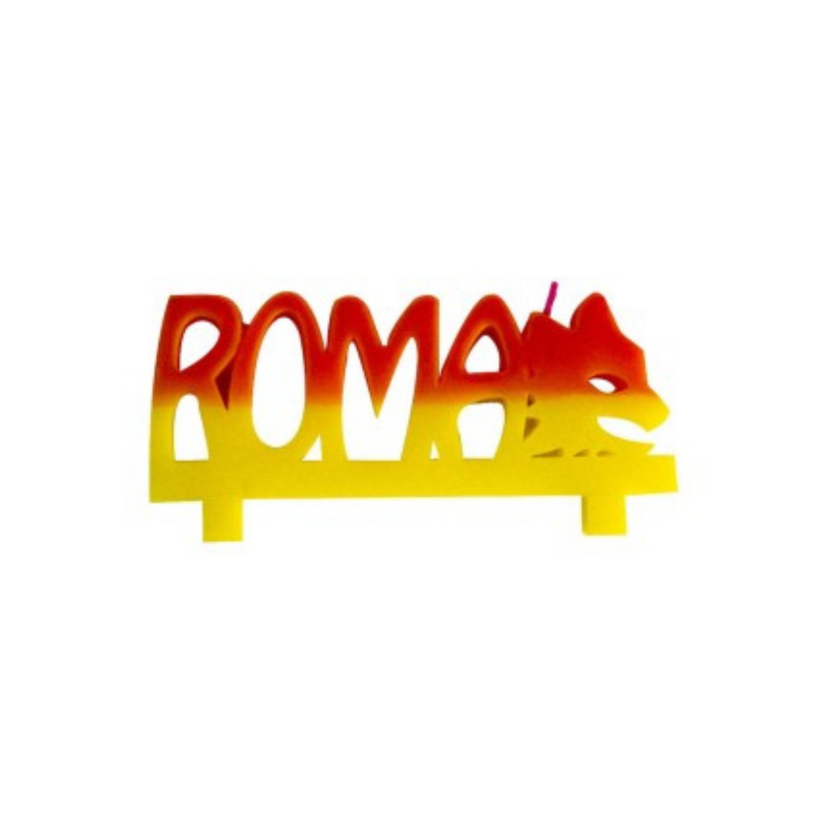 Candelina Calcio scritta "ROMA", Giallo-Rossa, cm.12XH5 pz1