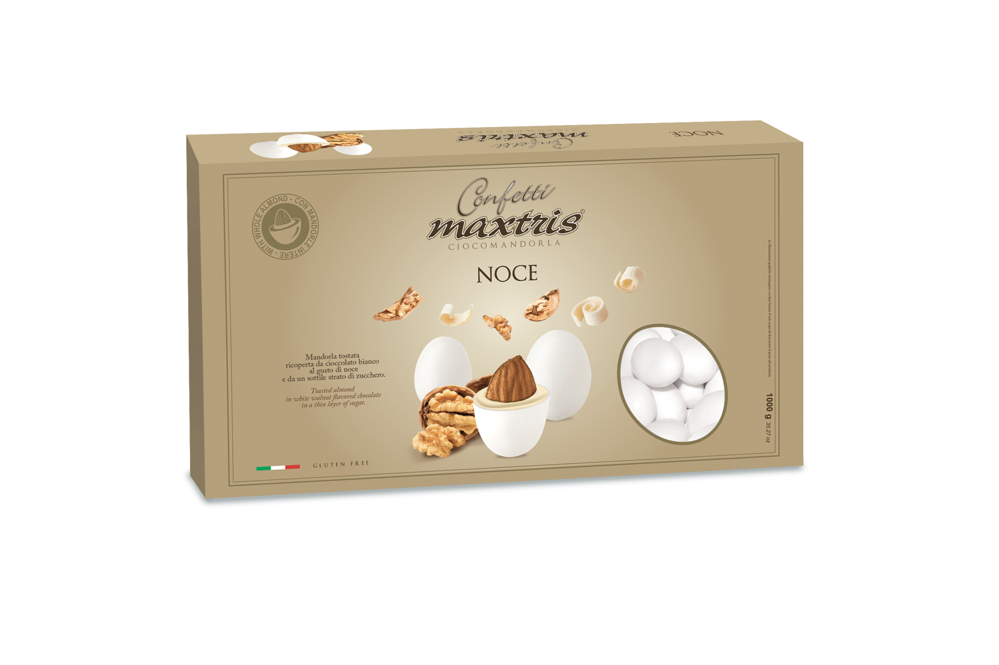 Maxtris Ciocomandorla walnut flavored dragees cf 1kg gluten free