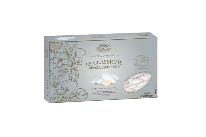 Confetti Maxtris Sposa Novella Mandorla Classica Bianca cf. 1 Kg Gluten Free e Koscer